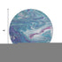 8' Teal Purple And Ivory Abstract Washable Round Rug With UV Protection