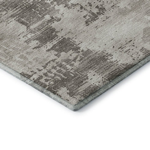 8' X 10' Beige And Ivory Abstract Washable Area Rug With UV Protection