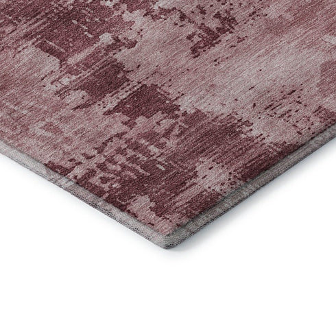 5' X 8' Blush And Mauve Abstract Washable Area Rug With UV Protection