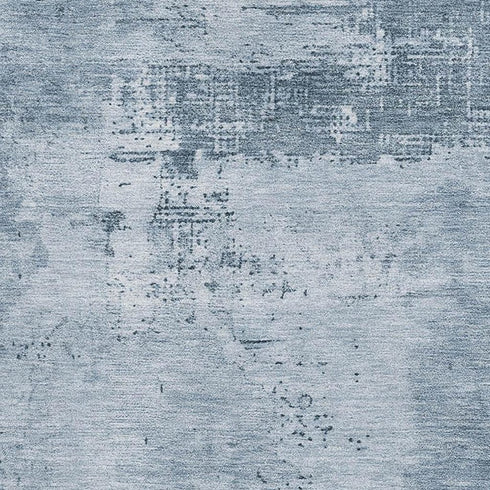 5' X 8' Denim Blue And Ivory Abstract Washable Area Rug With UV Protection