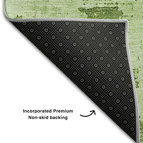 8' X 10' Green And Beige Abstract Washable Area Rug With UV Protection