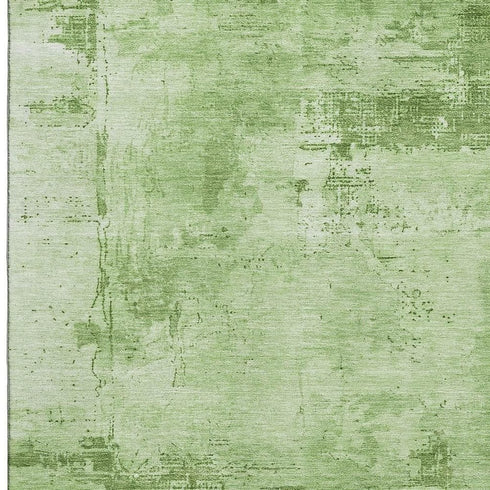 8' X 10' Green And Beige Abstract Washable Area Rug With UV Protection