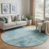 8' Aqua And Sky Blue Abstract Washable Round Rug With UV Protection