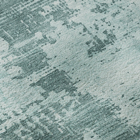 8' Aqua And Sky Blue Abstract Washable Round Rug With UV Protection