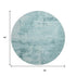 8' Aqua And Sky Blue Abstract Washable Round Rug With UV Protection