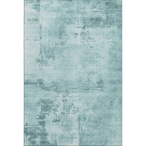 8' X 10' Aqua And Sky Blue Abstract Washable Area Rug With UV Protection