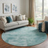 8' Teal And Aqua Abstract Washable Round Rug With UV Protection
