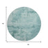 8' Teal And Aqua Abstract Washable Round Rug With UV Protection