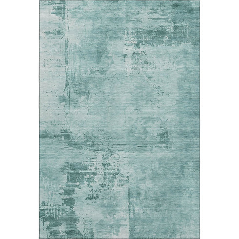 8' X 10' Teal And Aqua Abstract Washable Area Rug With UV Protection