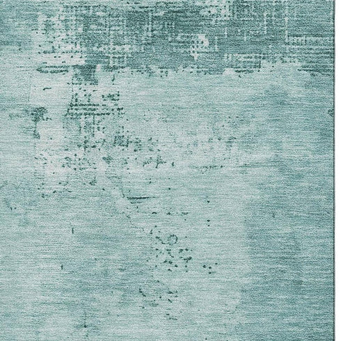 8' X 10' Teal And Aqua Abstract Washable Area Rug With UV Protection