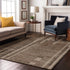 9' X 12' Brown And Taupe Striped Washable Area Rug With UV Protection