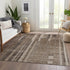 9' X 12' Brown And Taupe Striped Washable Area Rug With UV Protection