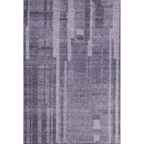 5' X 8' Purple And Lilac Striped Washable Area Rug With UV Protection