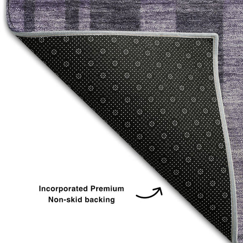5' X 8' Purple And Lilac Striped Washable Area Rug With UV Protection