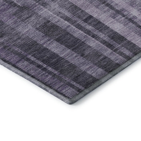 5' X 8' Purple And Lilac Striped Washable Area Rug With UV Protection