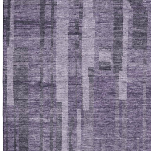 5' X 8' Purple And Lilac Striped Washable Area Rug With UV Protection