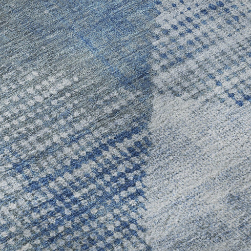 5' X 8' Blue Gray And Silver Diamond Washable Area Rug With UV Protection