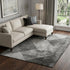 9' X 12' Gray And Silver Diamond Washable Area Rug With UV Protection