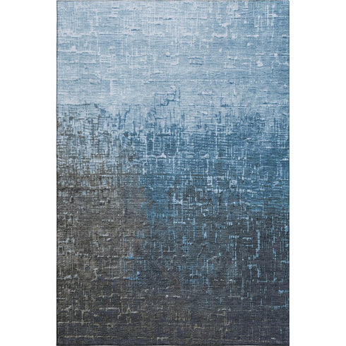 5' X 8' Blue Gray And Charcoal Ombre Washable Area Rug With UV Protection
