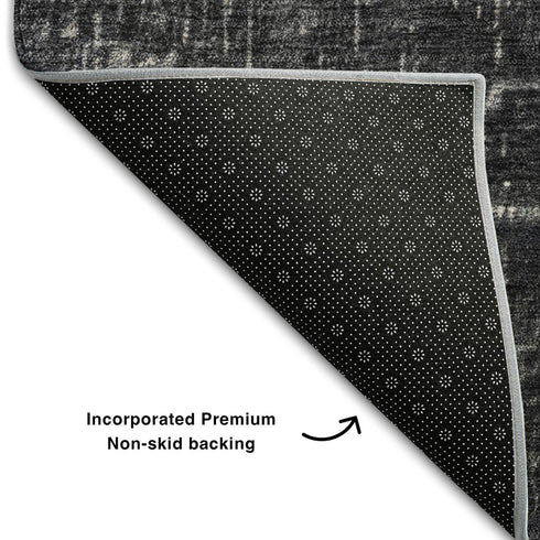 5' X 8' Khaki Gray And Charcoal Ombre Washable Area Rug With UV Protection