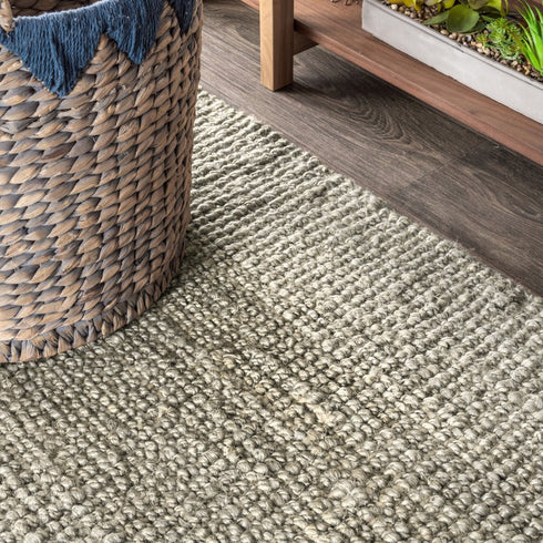 9' Gray Jute Handmade Square Rug