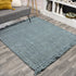 8' Light Blue Jute Handmade Square Rug With Fringe