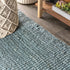 9' Light Blue Jute Handmade Square Rug With Fringe