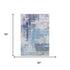 5' X 8' Blue And Ivory Abstract Geometric Washable Area Rug With UV Protection