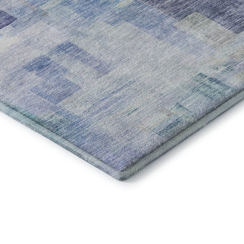 8' X 10' Blue And Ivory Abstract Geometric Washable Area Rug With UV Protection