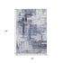 5' X 8' Denim Blue And Ivory Abstract Geometric Washable Area Rug With UV Protection
