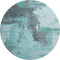 8' Teal Ivory And Charcoal Abstract Washable Round Rug With UV Protection