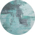 8' Teal Ivory And Charcoal Abstract Washable Round Rug With UV Protection