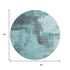 8' Teal Ivory And Charcoal Abstract Washable Round Rug With UV Protection