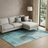 8' X 10' Teal Ivory And Charcoal Abstract Washable Area Rug With UV Protection