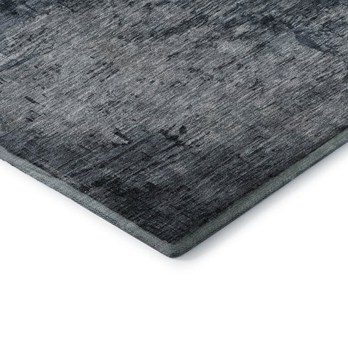 5' X 8' Blue Gray And Gold Abstract Washable Area Rug With UV Protection