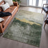 9' X 12' Fern Green And Gold Abstract Washable Area Rug With UV Protection
