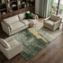 9' X 12' Fern Green And Gold Abstract Washable Area Rug With UV Protection
