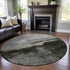 8' Taupe And Beige Abstract Washable Round Rug With UV Protection