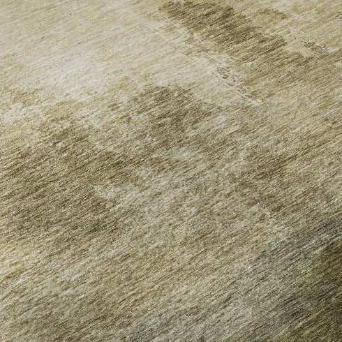 5' X 8' Fern Green And Beige Abstract Washable Area Rug With UV Protection