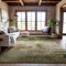 9' X 12' Fern Green And Beige Abstract Washable Area Rug With UV Protection