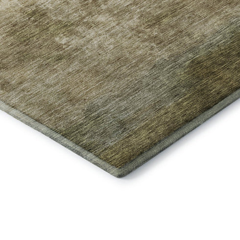 9' X 12' Fern Green And Beige Abstract Washable Area Rug With UV Protection