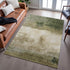 9' X 12' Fern Green And Beige Abstract Washable Area Rug With UV Protection