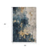 5' X 8' Blue Gold And Silver Abstract Washable Area Rug With UV Protection