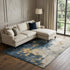 8' X 10' Blue Gold And Silver Abstract Washable Area Rug With UV Protection
