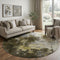 8' Brown Gold And Silver Abstract Washable Round Rug With UV Protection