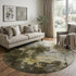 8' Brown Gold And Silver Abstract Washable Round Rug With UV Protection