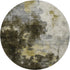 8' Brown Gold And Silver Abstract Washable Round Rug With UV Protection