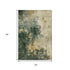 5' X 8' Fern Green Gold And Silver Abstract Washable Area Rug With UV Protection