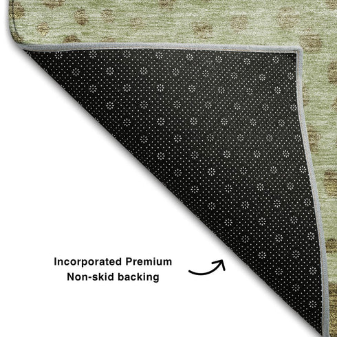 8' X 10' Artichoke Green And Copper Polka Dot Washable Area Rug With UV Protection