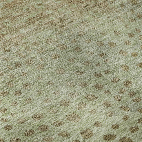 8' X 10' Artichoke Green And Copper Polka Dot Washable Area Rug With UV Protection